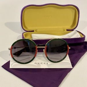 Gucci Round-frame metal sunglasses